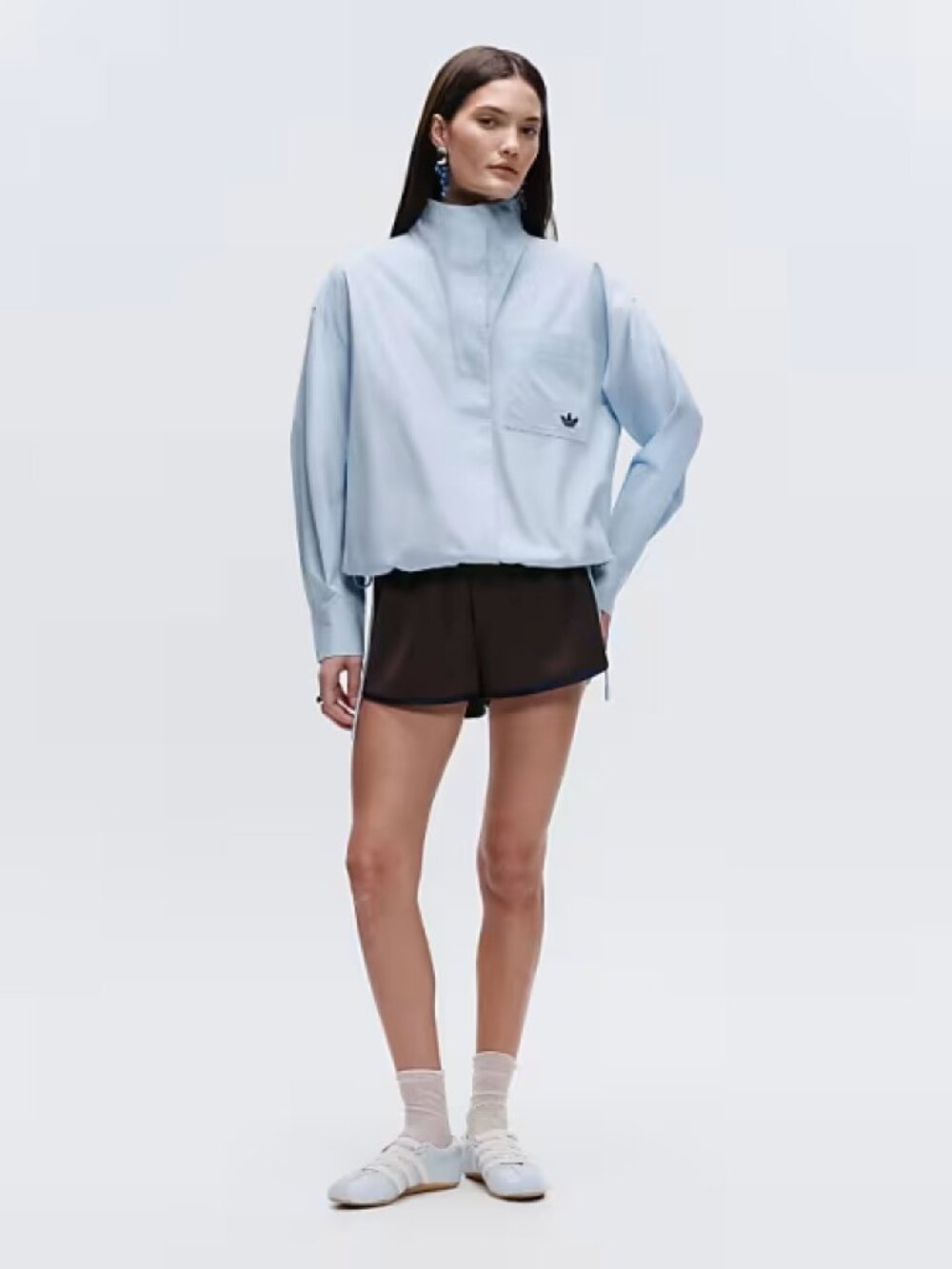 adidas Originals x ASOS funnel neck shirt in blue - size medium - Picture 3 of 9